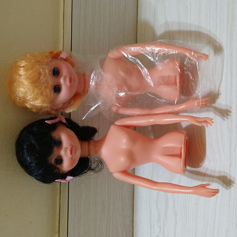 Vintage Half Dolls with Moveable Arms and Sleep Eyes For Crafts